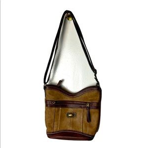 BOC Marwick Powerbank Brown Tan Crossbody Bag Vinyl Polyester Purse Bucket